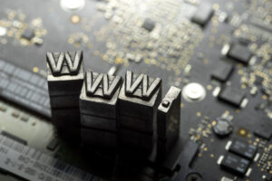 Internet website design dotcom metal letterpress